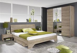 CHAMBRE FELBACH CHAMBRE A COUCHER FELBACH : LIT 160/200 + SOMMIERS + 2 CHEVETS + GARDE ROBE 220CM + MATELAS MOUSSE 160/200/17CM
