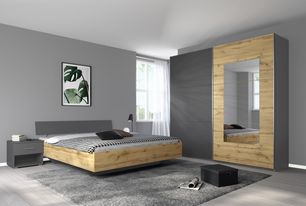 CHAMBRE JASPER CHAMBRE A COUCHER JASPER : LIT 160/200 + SOMMIERS + 2 CHEVETS +GARDE ROBE 220CM + MATELAS MOUSSE 160/200/17CM